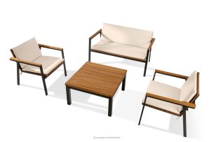 ARIATO, https://konsimo.de/kollektion/ariato/ Gartentisch aus Holz und Aluminium braun/anthrazit/beige - Foto