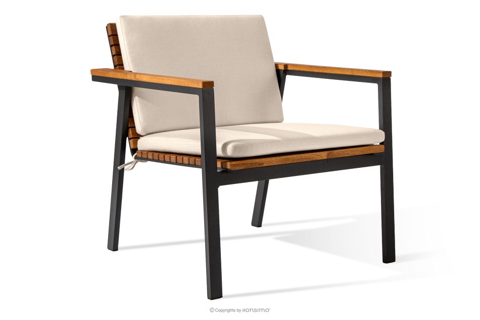 ARIATO Gartentisch aus Holz und Aluminium braun/anthrazit/beige - Foto 3