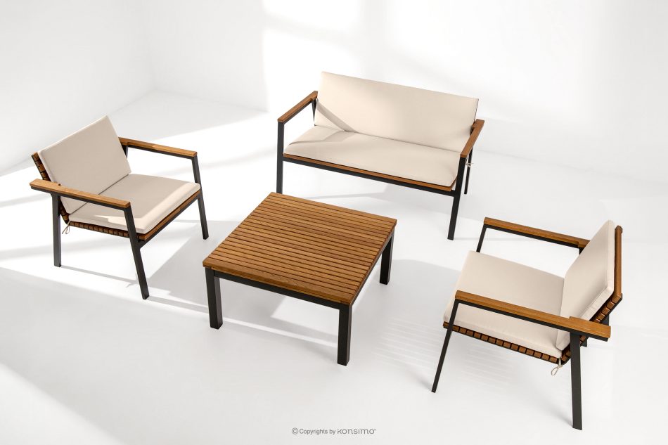 ARIATO Gartentisch aus Holz und Aluminium braun/anthrazit/beige - Foto 1