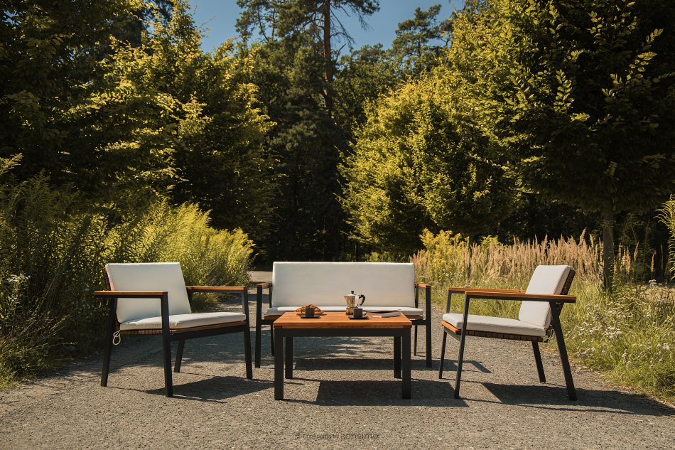 ARIATO Gartentisch aus Holz und Aluminium braun/anthrazit/beige - Foto 23