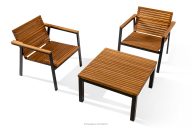 Gartenmöbel-Set aus Holz und Metall, 2 Stühle, Tisch