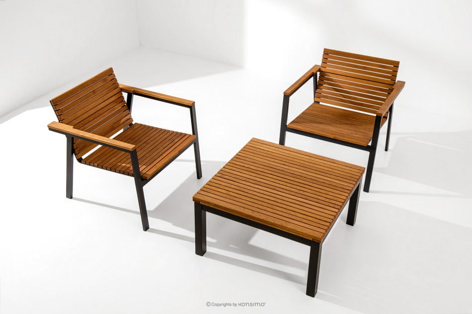 ARIATO Gartenmöbel-Set aus Holz und Metall, 2 Stühle, Tisch braun/anthrazit - Foto 1