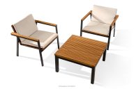 Gartenmöbel-Set aus Holz und Metall 2x Stuhl, Bank, Tisch