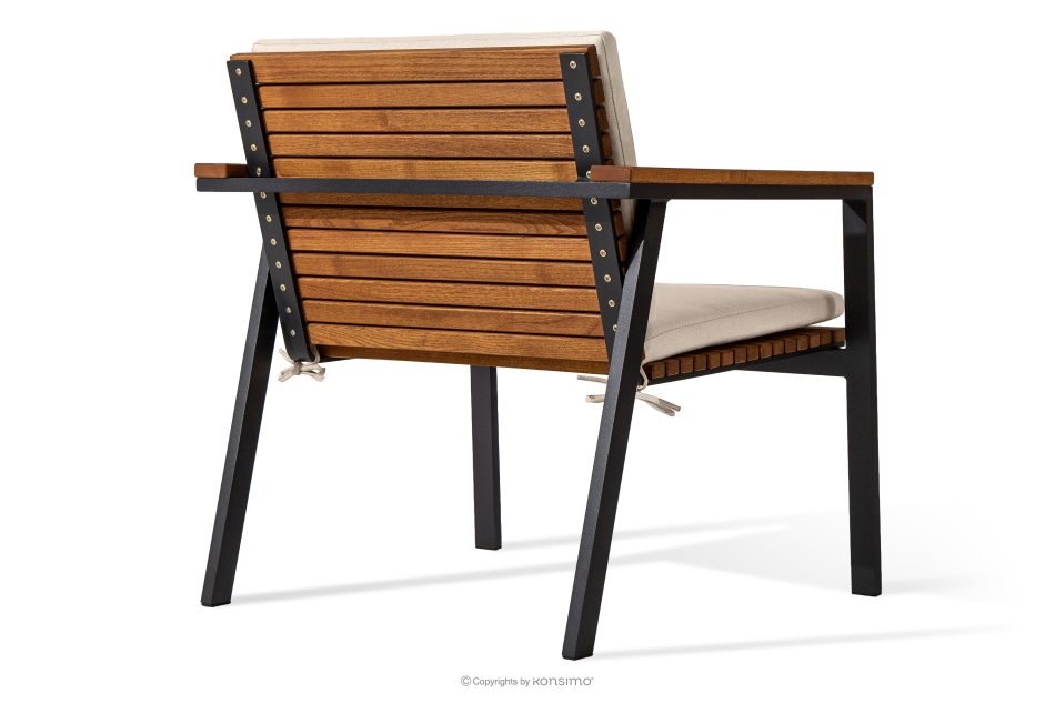 ARIATO Gartenmöbel-Set aus Holz und Metall 2x Stuhl, Bank, Tisch braun/anthrazit/beige - Foto 4