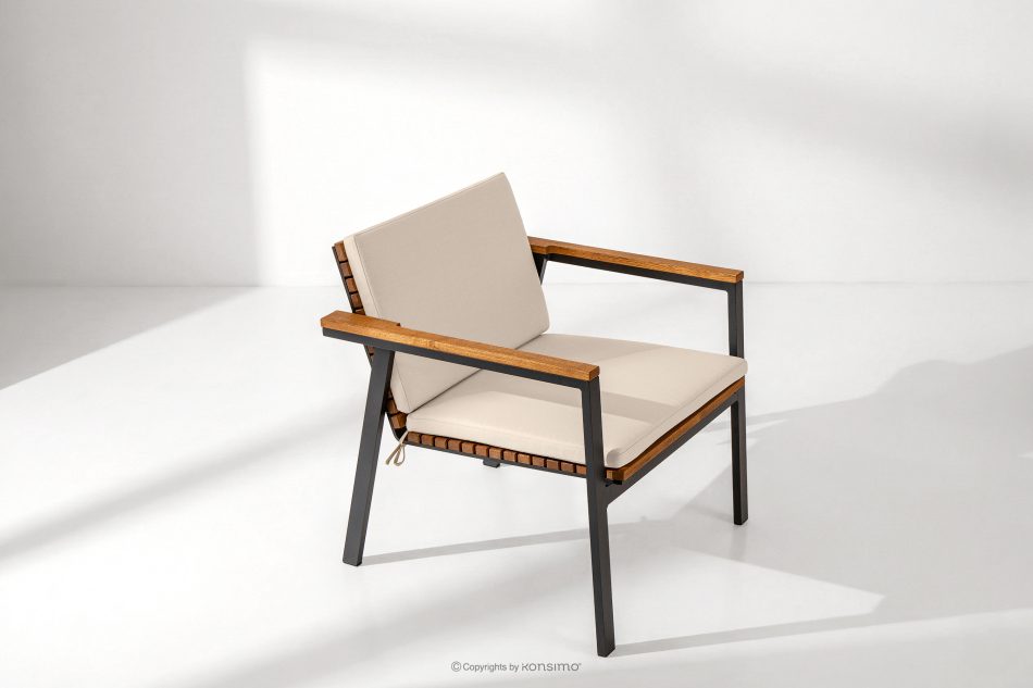 ARIATO Gartenmöbel-Set aus Holz und Metall 2x Stuhl, Bank, Tisch braun/anthrazit/beige - Foto 17