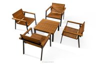 Gartenmöbel-Set aus Holz und Metall, 4 Stühle, Tisch