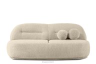 Dreisitzer-Sofa Boucle im Japandi-Stil hellbeige