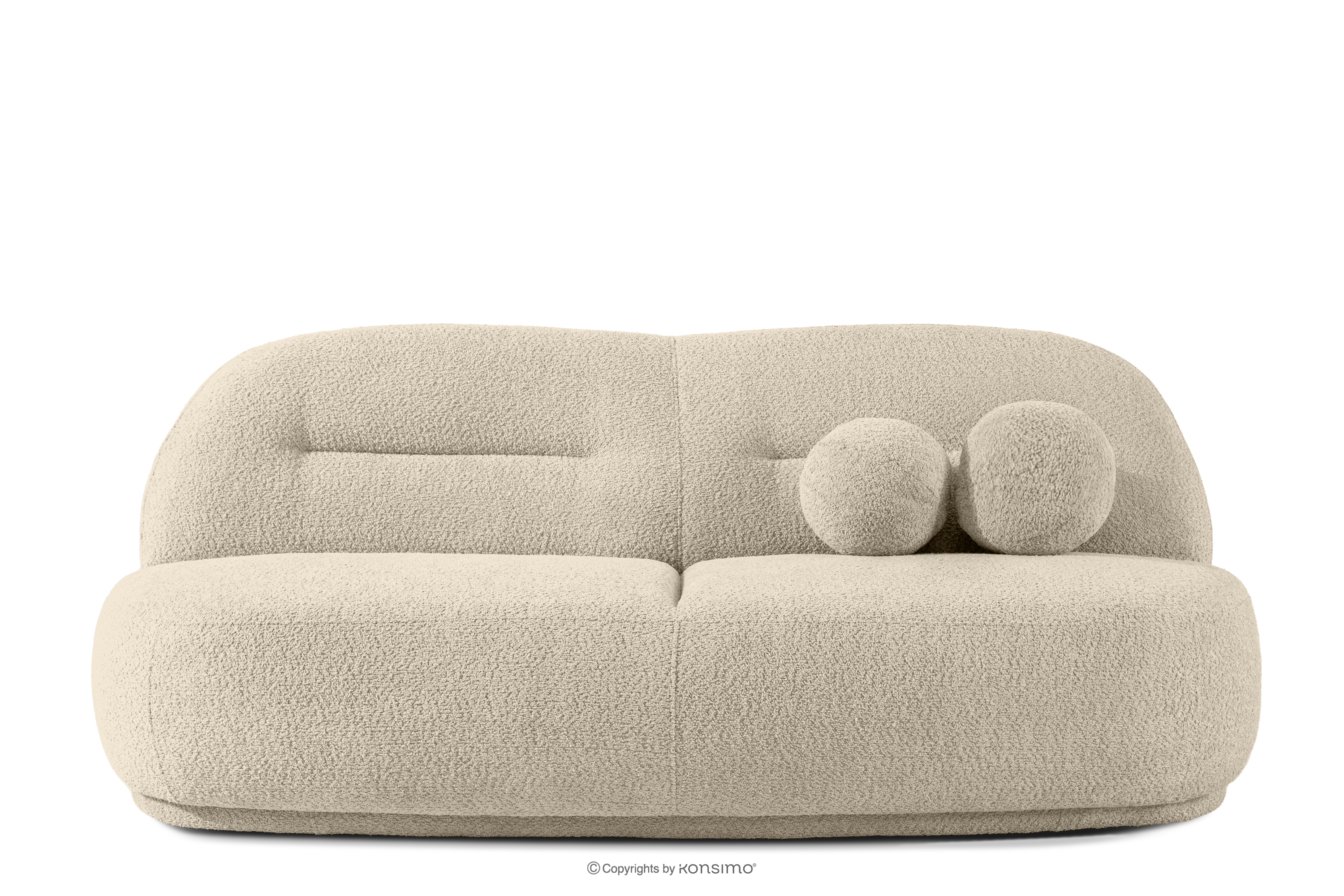 Dreisitzer-Sofa Boucle im Japandi-Stil hellbeige