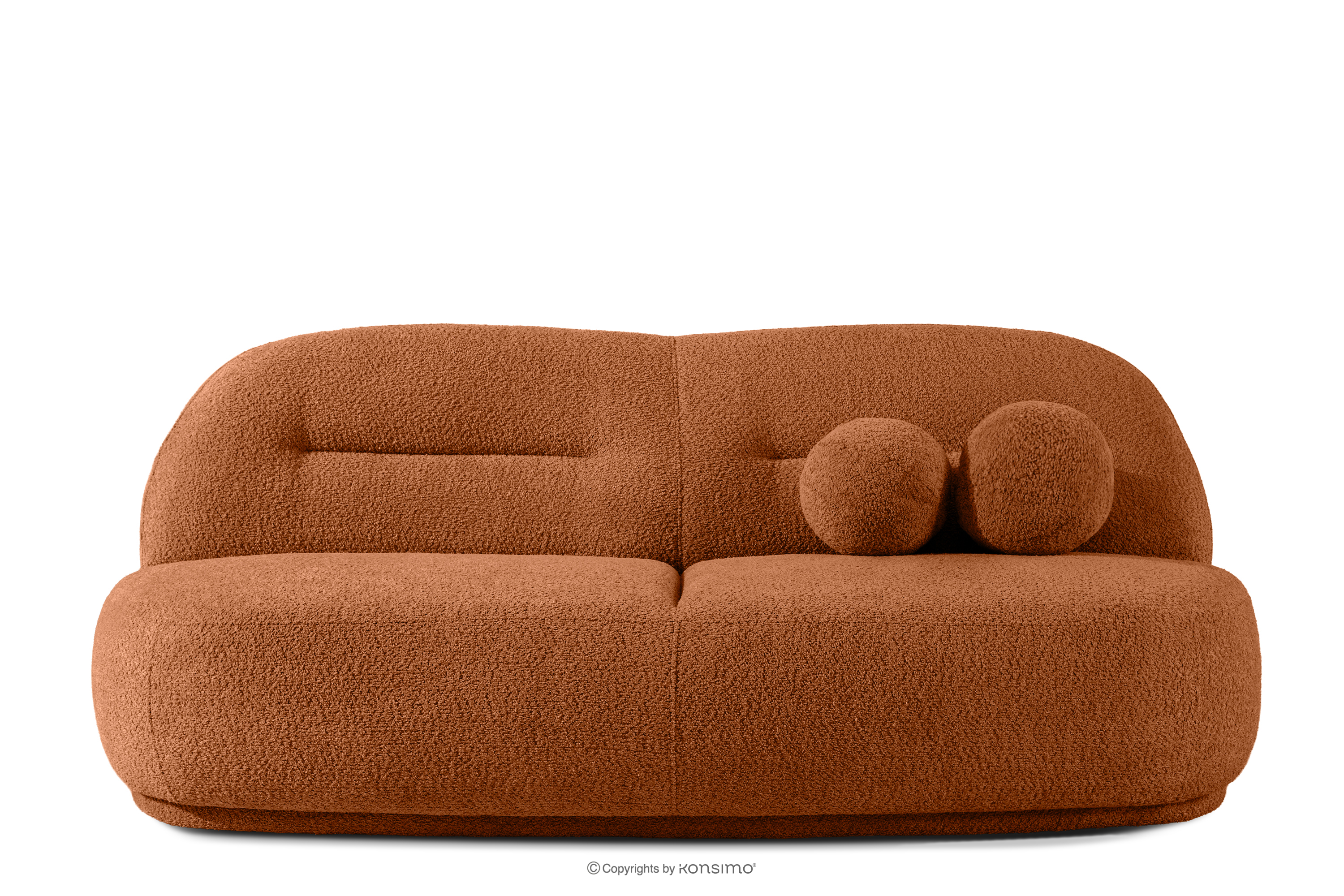 Dreisitzer-Sofa Boucle im Japandi-Stil rotbraun
