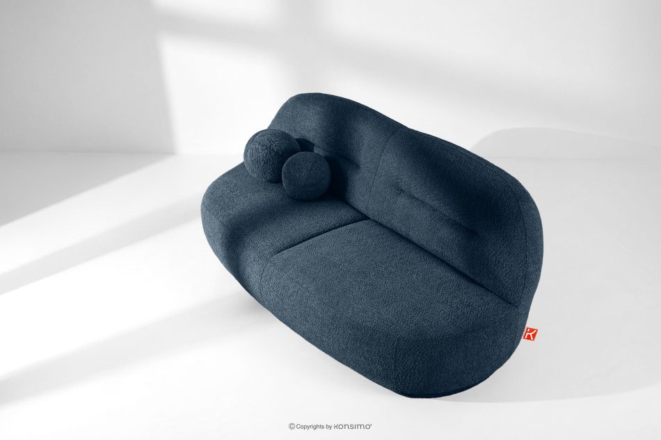 MALVE Dreisitzer-Sofa Bouclé im Japandi-Stil dunkelblau dunkelblau - Foto 13