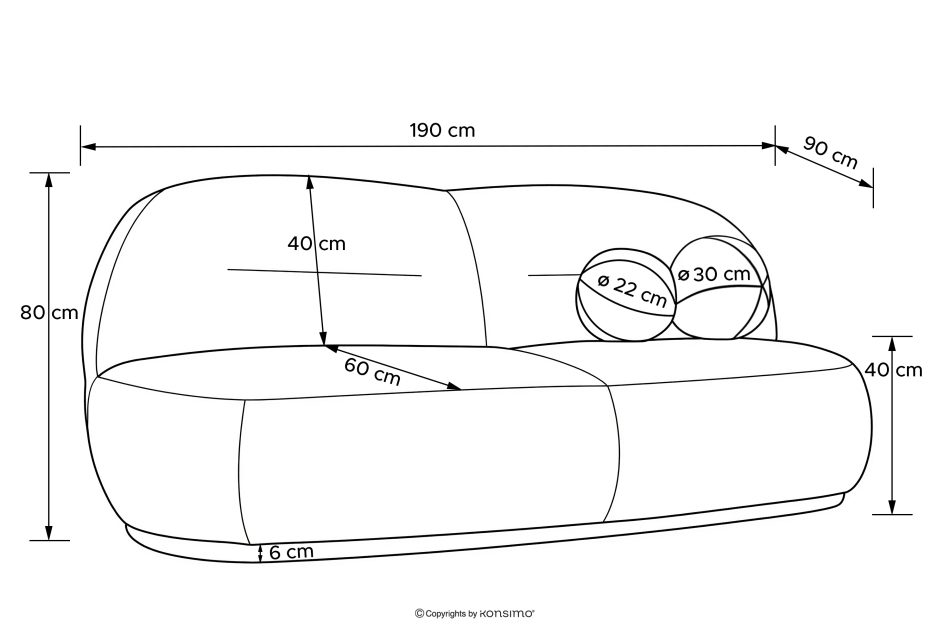 MALVE Dreisitzer-Sofa Bouclé im Japandi-Stil stahlfarben stahlgrau - Foto 14
