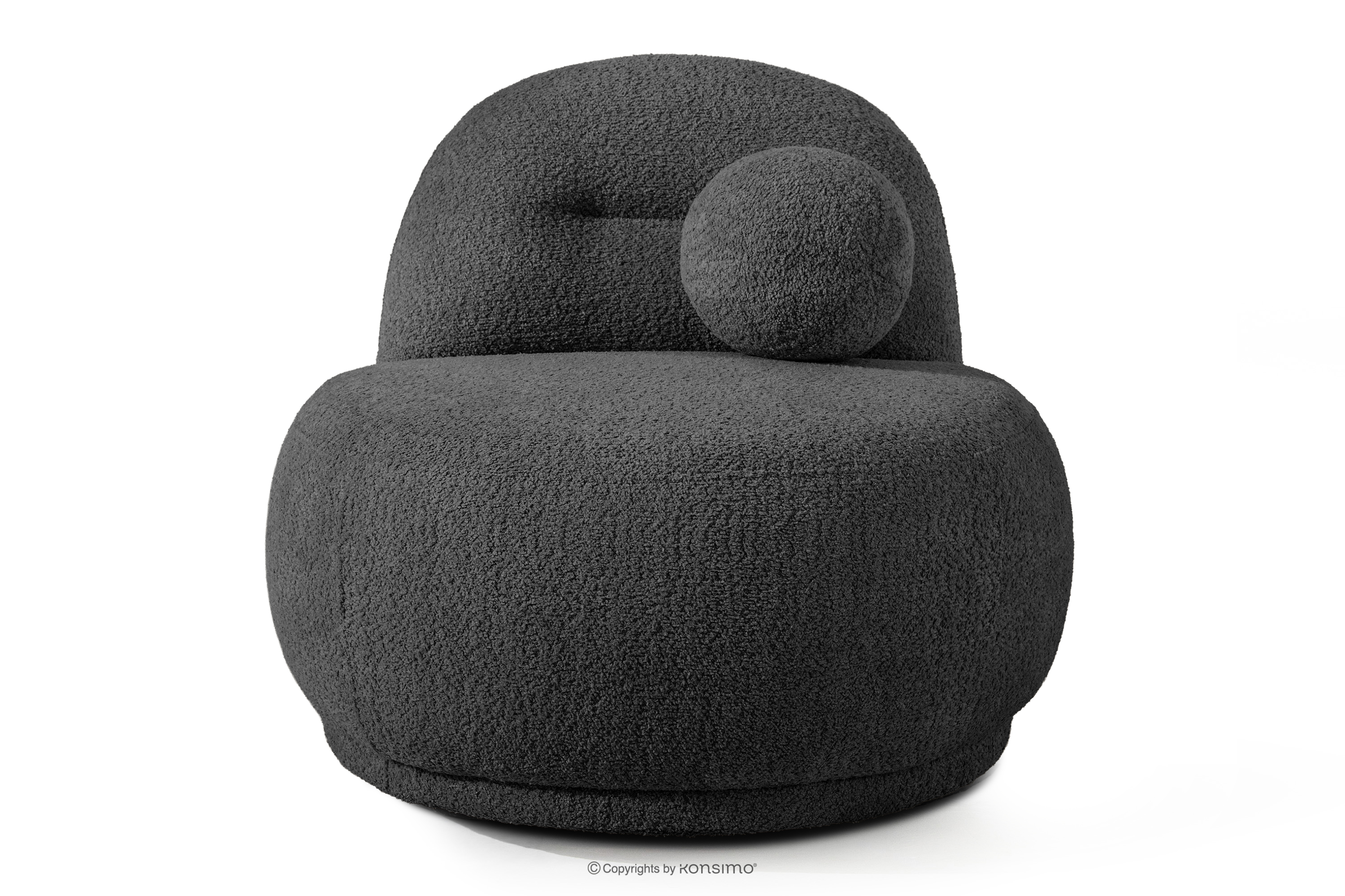 Sessel aus Bouclé-Stoff im Japandi-Stil anthrazit