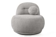 Sessel aus Bouclé-Stoff im Japandi-Stil stahlfarben