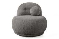 Sessel aus Bouclé-Stoff im Japandi-Stil dunkelgrau