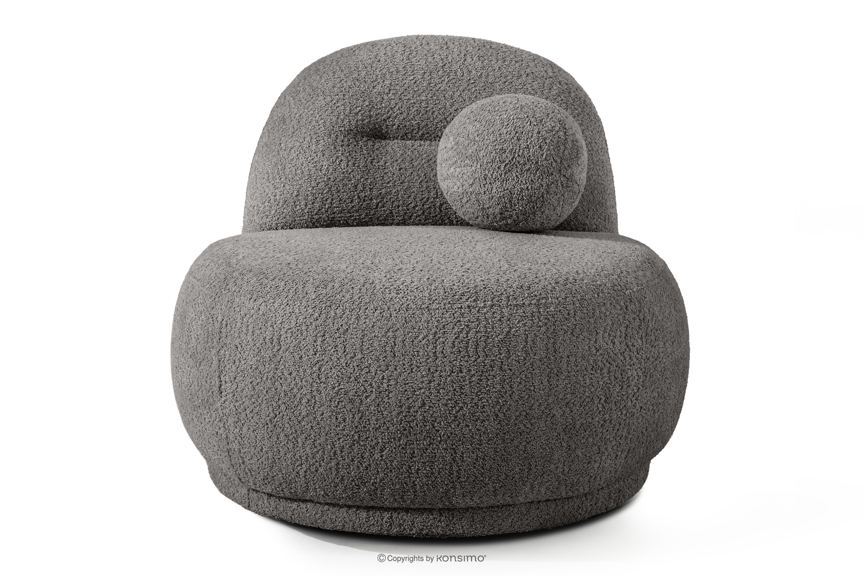 Sessel aus Bouclé-Stoff im Japandi-Stil dunkelgrau