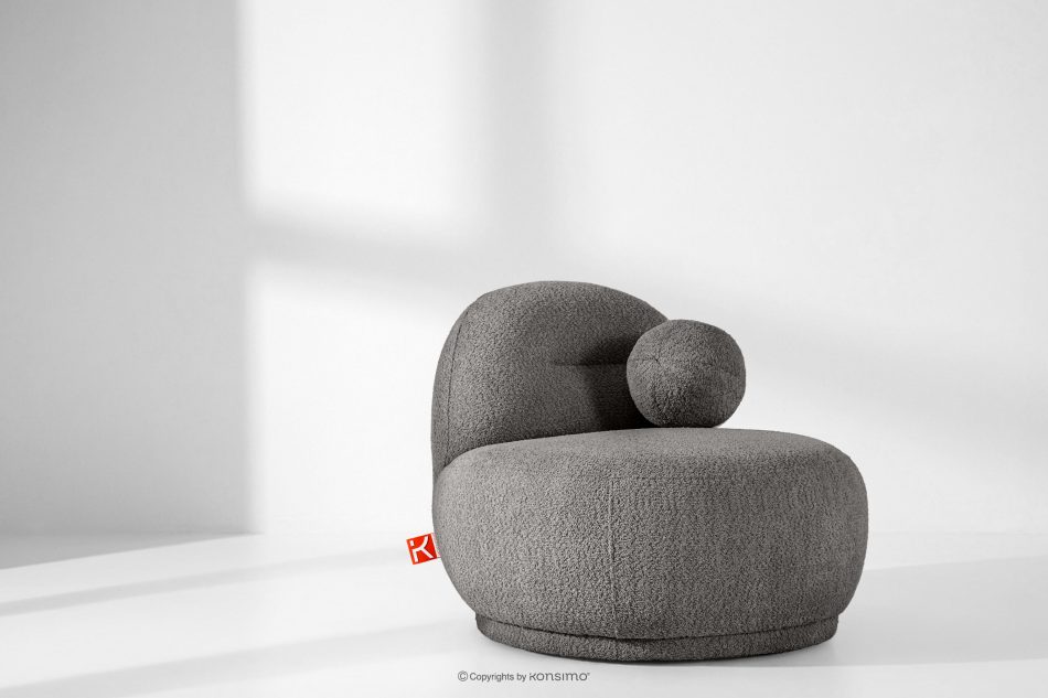 MALVE Sessel aus Bouclé-Stoff im Japandi-Stil dunkelgrau dunkelgrau - Foto 11