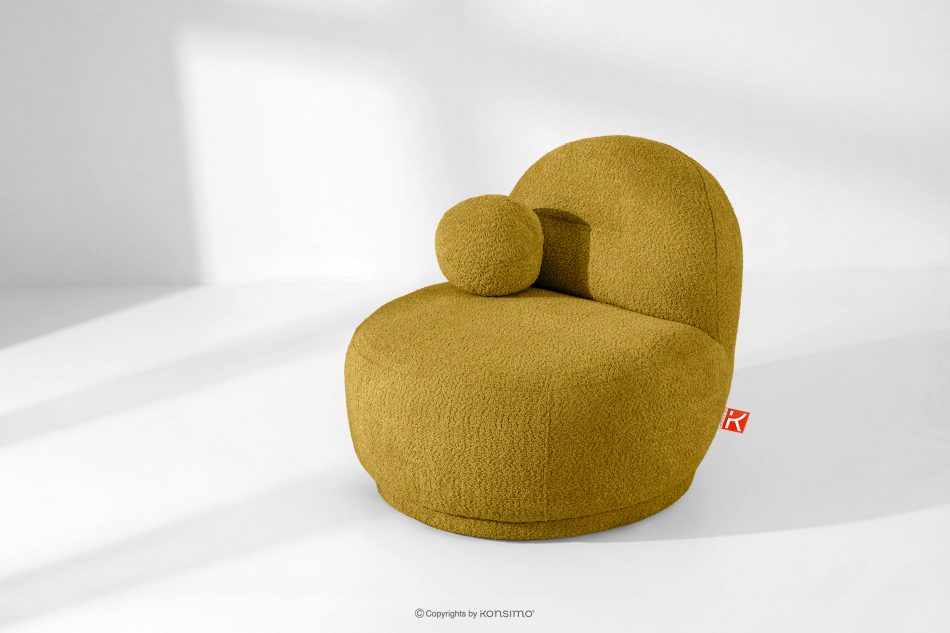 MALVE Sessel aus Bouclé-Stoff im Japandi-Stil gelb gelb - Foto 13