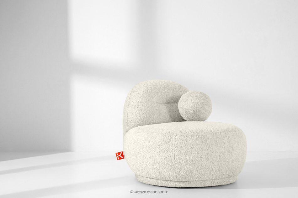 MALVE Sessel aus Bouclé-Stoff im Japandi-Stil weiß weiß - Foto 12