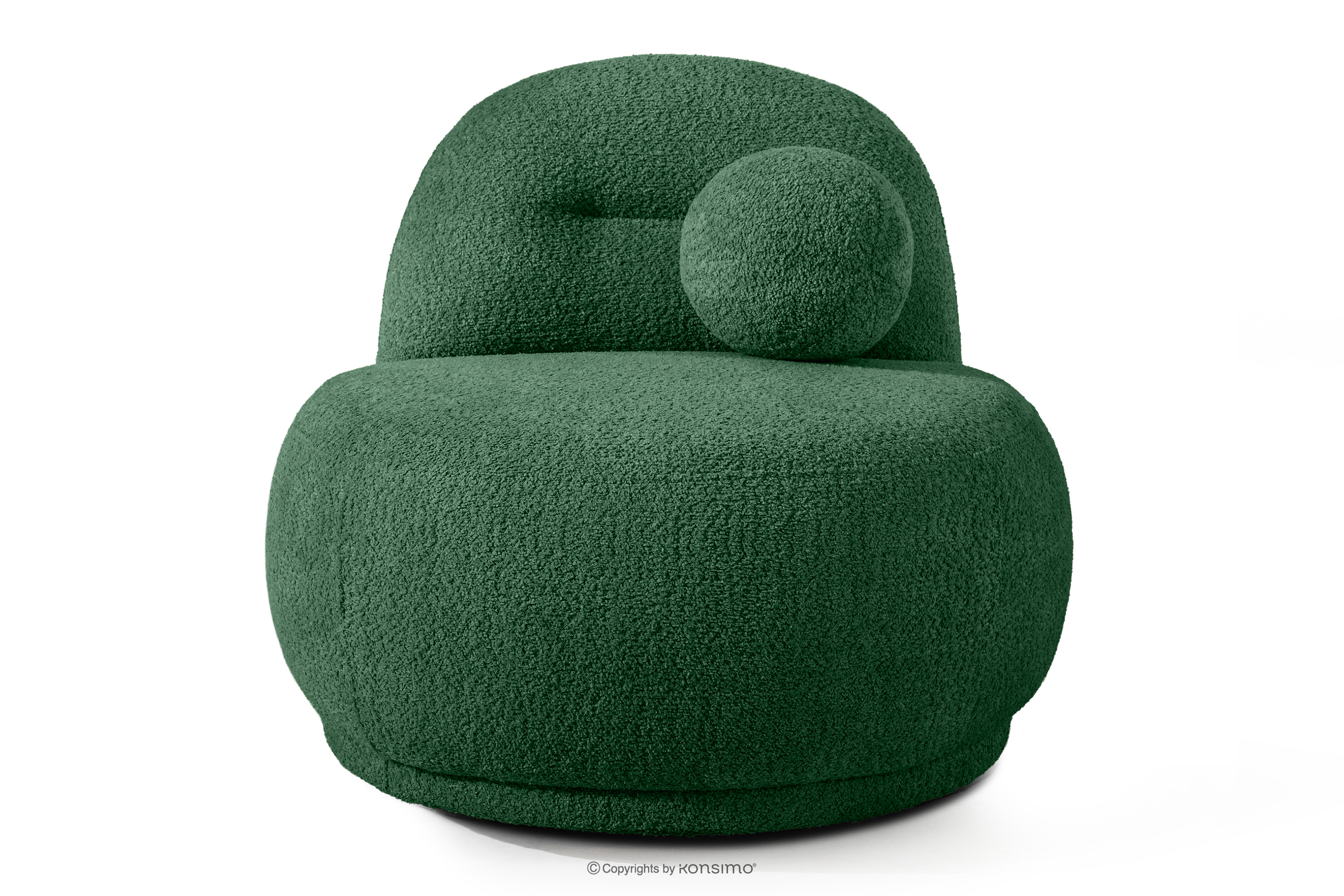 Sessel aus Bouclé-Stoff im Japandi-Stil dunkelgrün