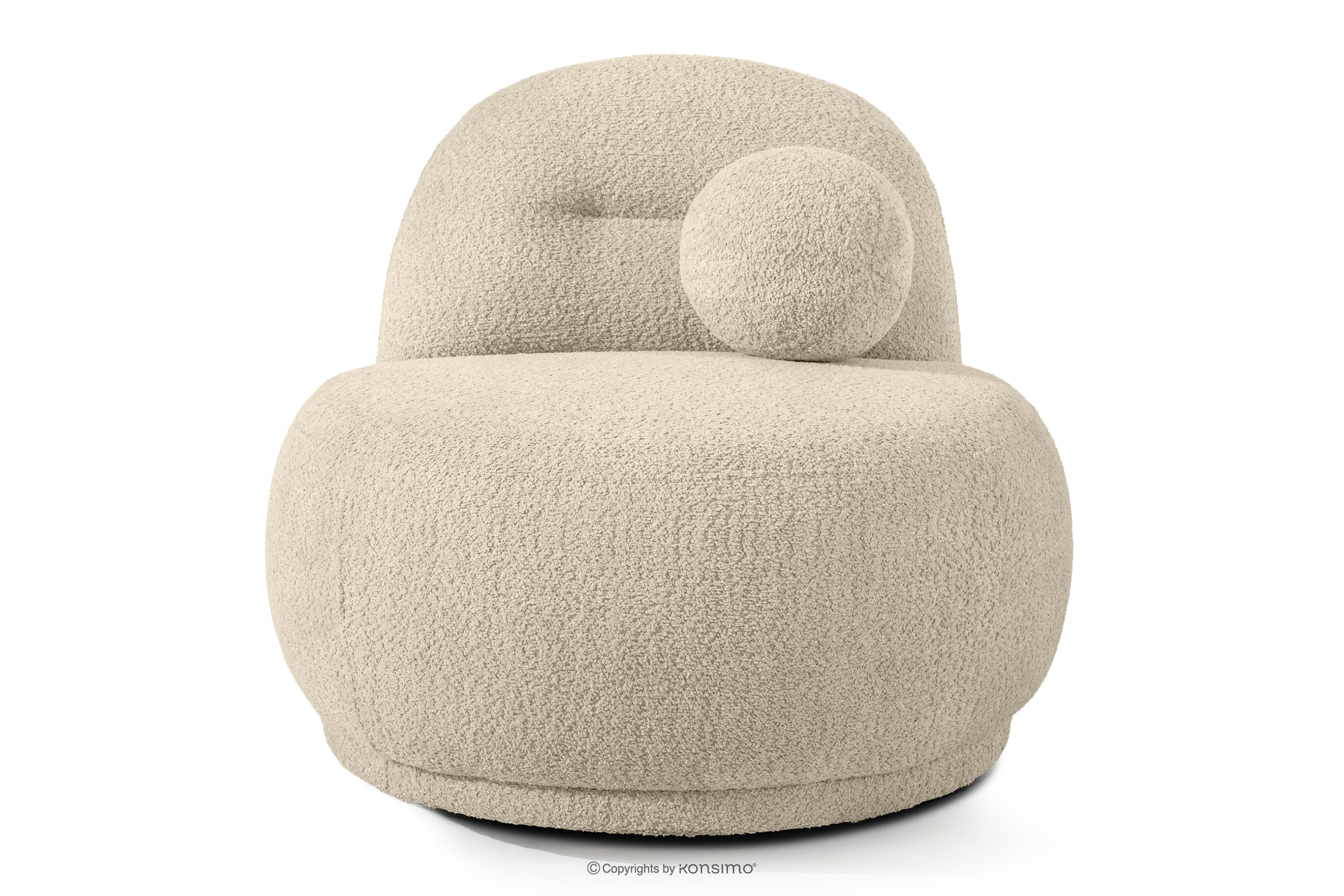 Sessel aus Bouclé-Stoff im Japandi-Stil hellbeige