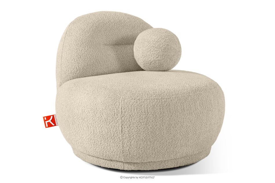 MALVE Sessel aus Bouclé-Stoff im Japandi-Stil hellbeige hellbeige - Foto 2