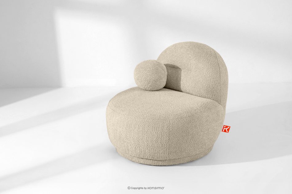 MALVE Sessel aus Bouclé-Stoff im Japandi-Stil hellbeige hellbeige - Foto 13