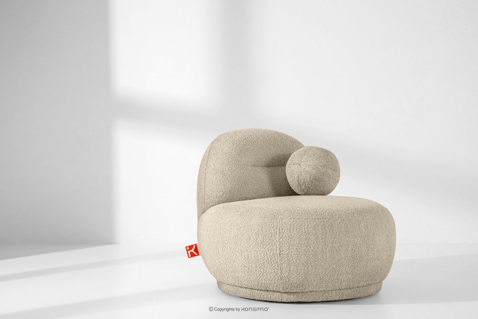 MALVE Sessel aus Bouclé-Stoff im Japandi-Stil hellbeige hellbeige - Foto 12