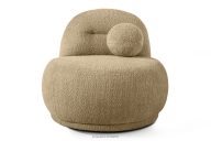 Sessel aus Bouclé-Stoff im Japandi-Stil dunkelbeige