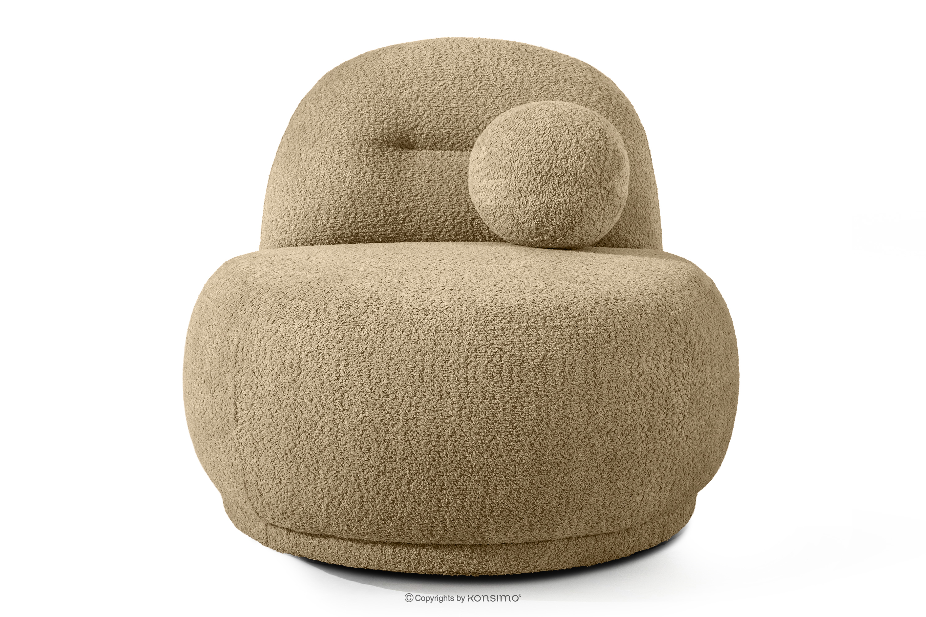 Sessel aus Bouclé-Stoff im Japandi-Stil dunkelbeige