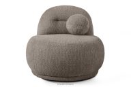 Sessel aus Bouclé-Stoff im Japandi-Stil kühles Braun