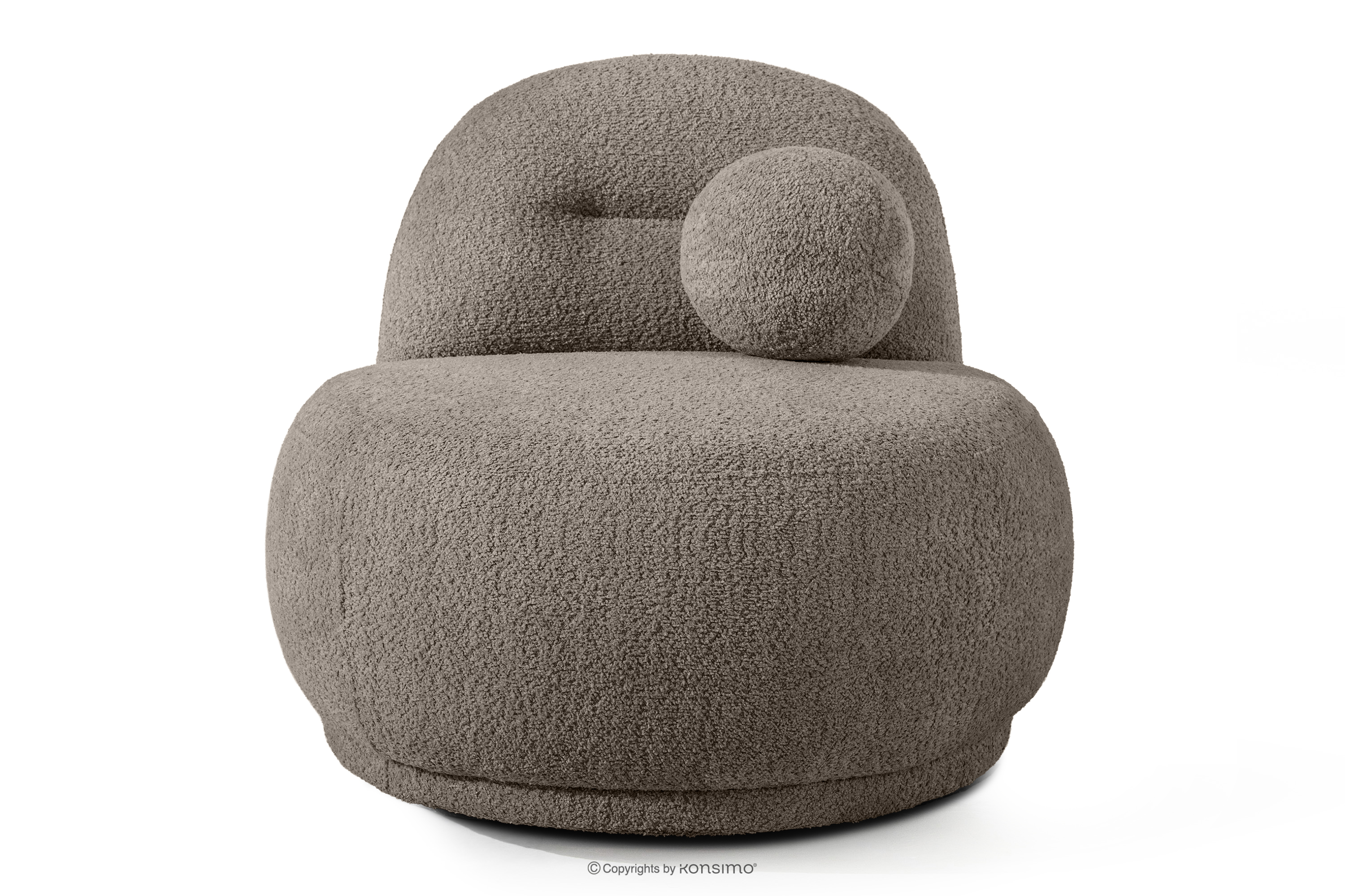 Sessel aus Bouclé-Stoff im Japandi-Stil kühles Braun