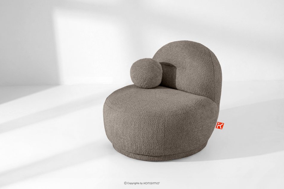 MALVE Sessel aus Bouclé-Stoff im Japandi-Stil kühles Braun kühles Braun - Foto 13