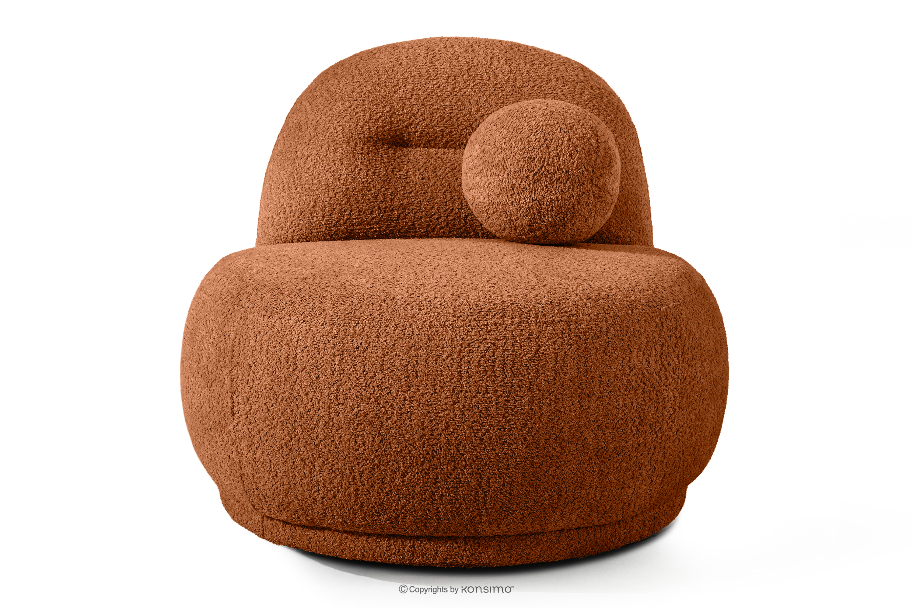 Sessel aus Bouclé-Stoff im Japandi-Stil rot