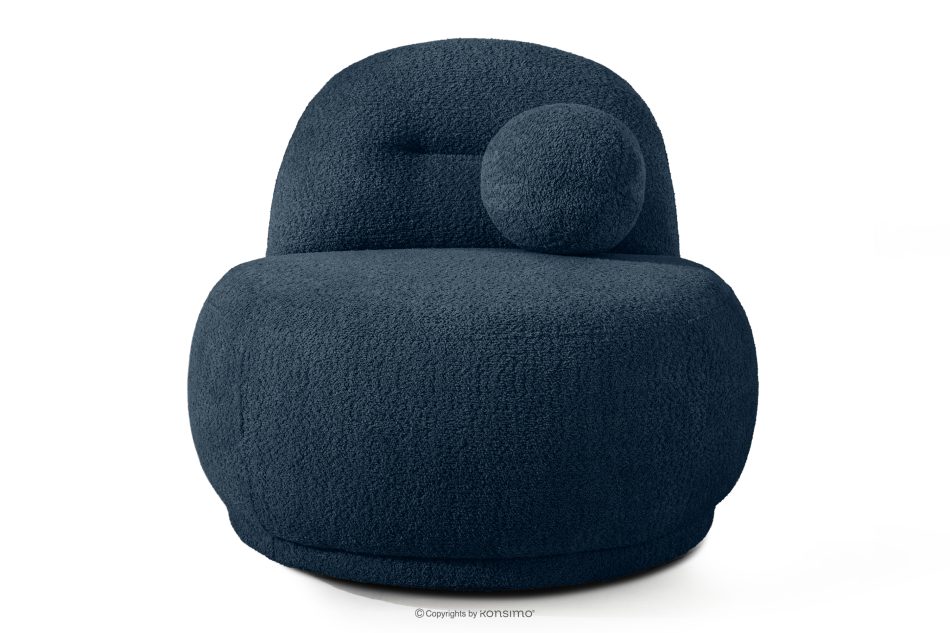 MALVE Sessel aus Bouclé-Stoff im Japandi-Stil dunkelblau dunkelblau - Foto 0