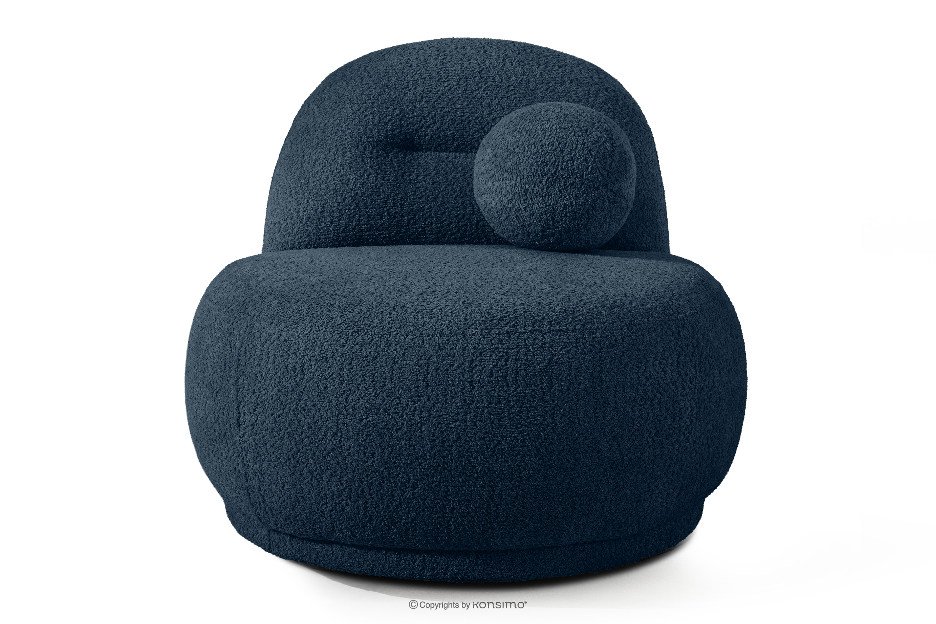 Sessel aus Bouclé-Stoff im Japandi-Stil dunkelblau