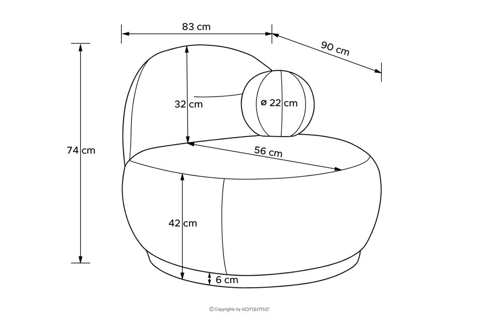 MALVE Sessel aus Bouclé-Stoff im Japandi-Stil rot rot - Foto 14