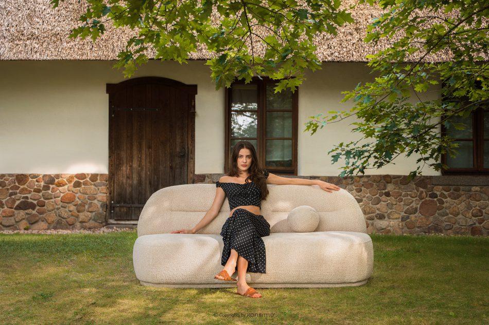 MALVE Sessel aus Bouclé-Stoff im Japandi-Stil rot rot - Foto 8