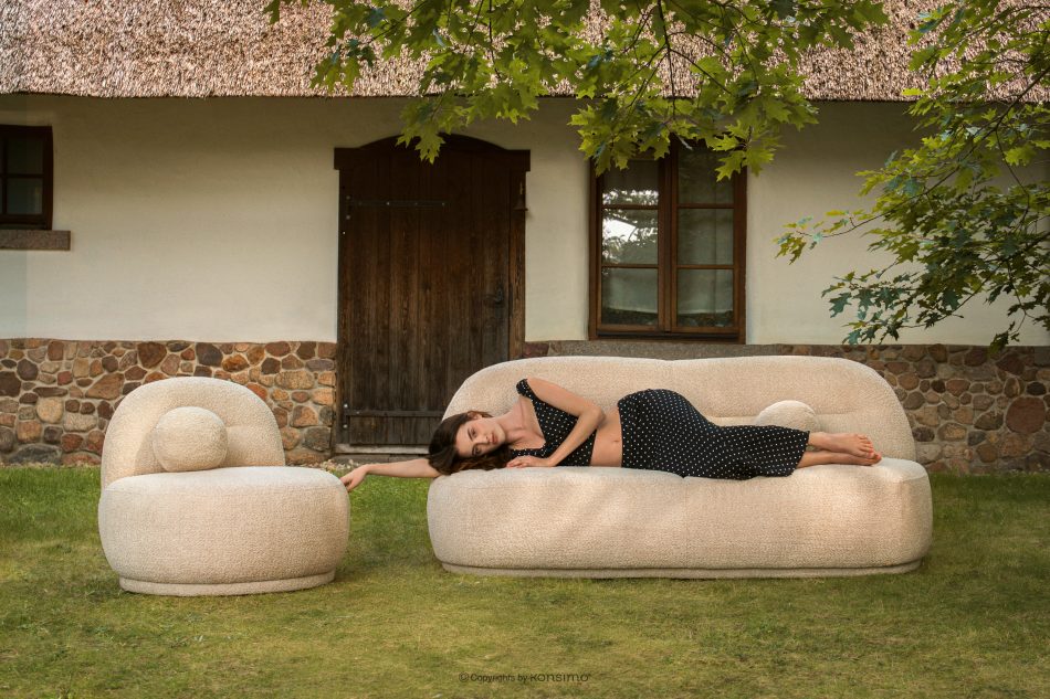 MALVE Sessel aus Bouclé-Stoff im Japandi-Stil rot rot - Foto 1