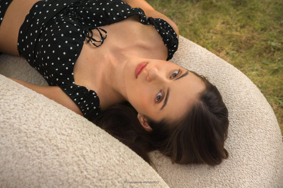 MALVE Sessel aus Bouclé-Stoff im Japandi-Stil rot rot - Foto 10