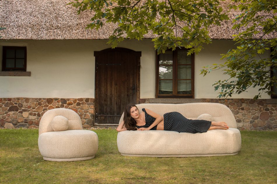 MALVE Sessel aus Bouclé-Stoff im Japandi-Stil rot rot - Foto 11