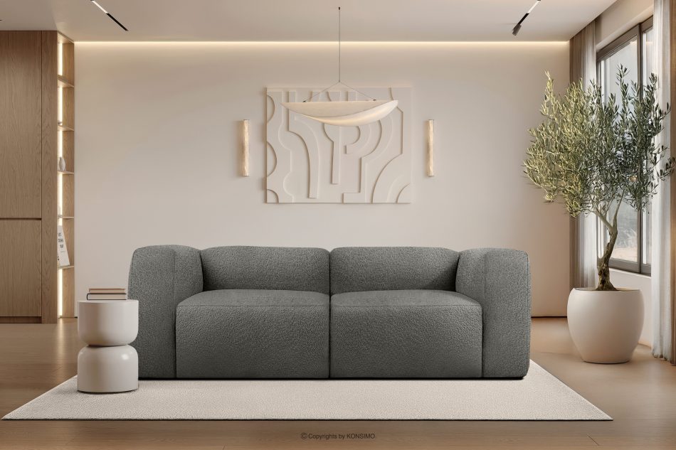 BUFFO Weiches Zweisitzer-Sofa aus Bouclé-Stoff in Stahlgrau Stahl - Foto 9