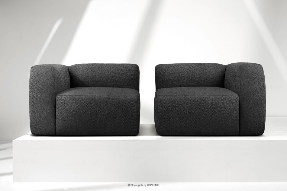 BUFFO Weiches Zweisitzer-Sofa aus Bouclé-Stoff in Dunkelgrau Dunkelgrau - Foto 8