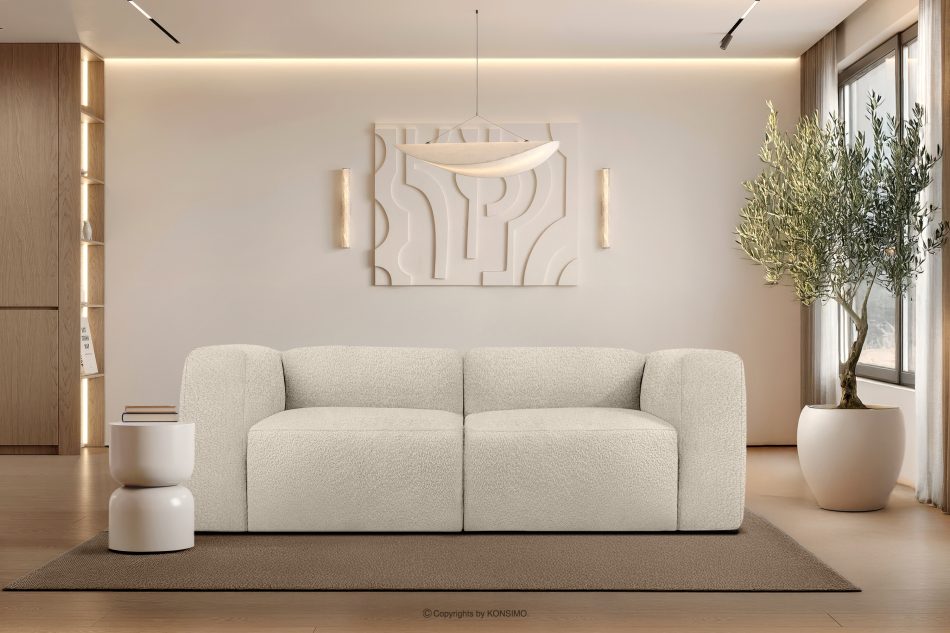 BUFFO Weiches Zweisitzer-Sofa aus Bouclé-Stoff in Hellbeige Hellbeige - Foto 9