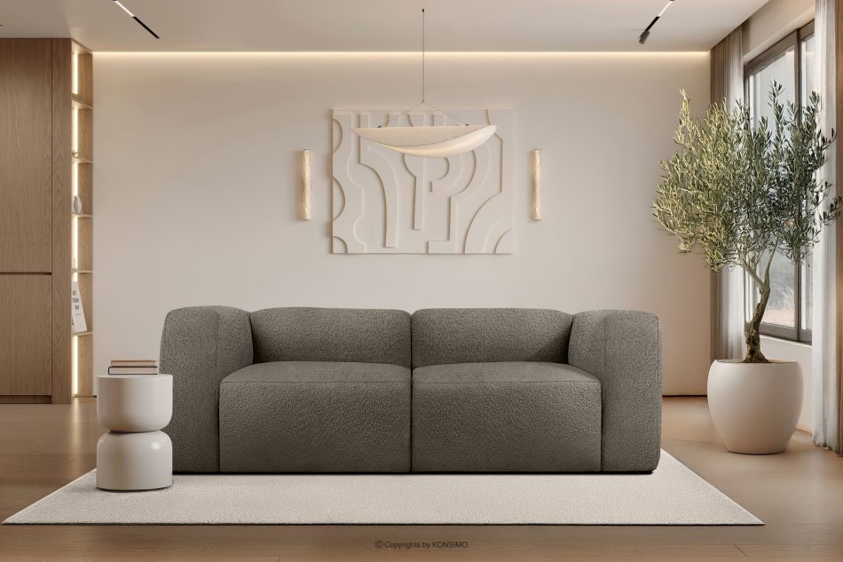 BUFFO Weiches Zweisitzer-Sofa aus Bouclé-Stoff in kühlem Braun Kühles Braun - Foto 9