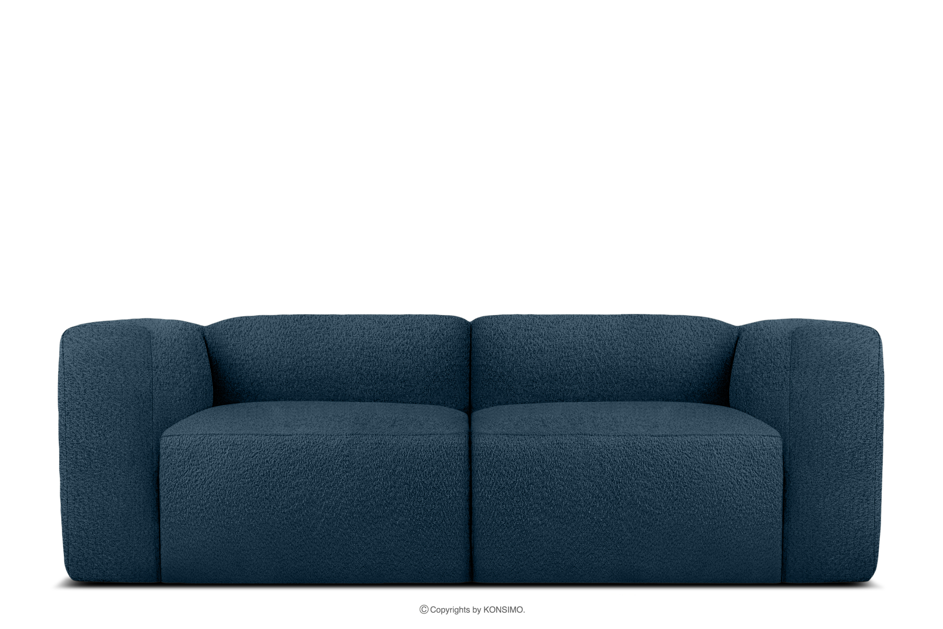 Weiches Zweisitzer-Sofa aus Bouclé-Stoff in Marineblau