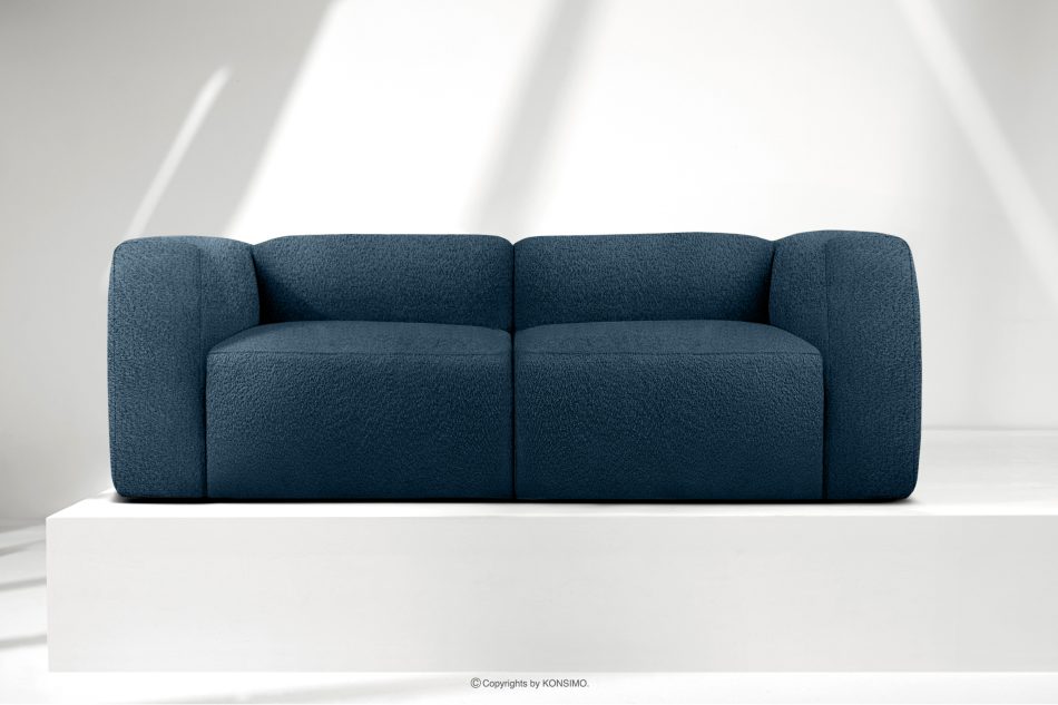 BUFFO Weiches Zweisitzer-Sofa aus Bouclé-Stoff in Marineblau Marineblau - Foto 1