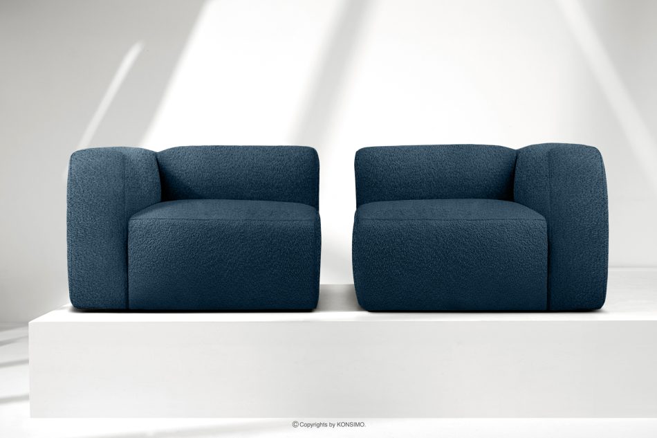 BUFFO Weiches Zweisitzer-Sofa aus Bouclé-Stoff in Marineblau Marineblau - Foto 8