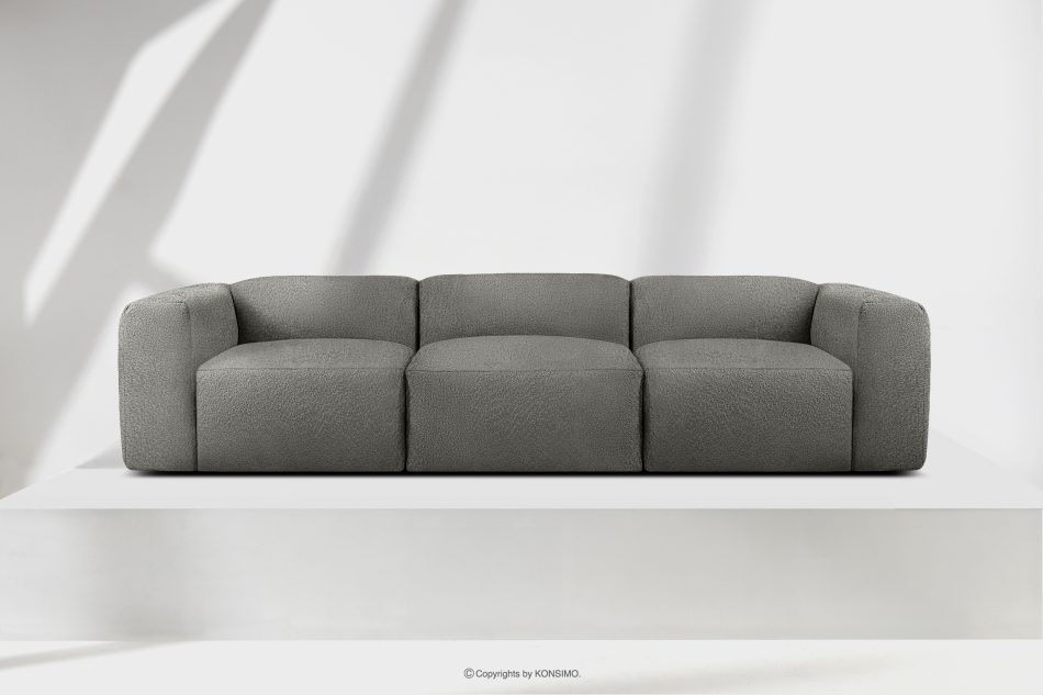 BUFFO Weiches Dreisitzer-Sofa aus Bouclé-Stoff in Stahlgrau Stahl - Foto 1