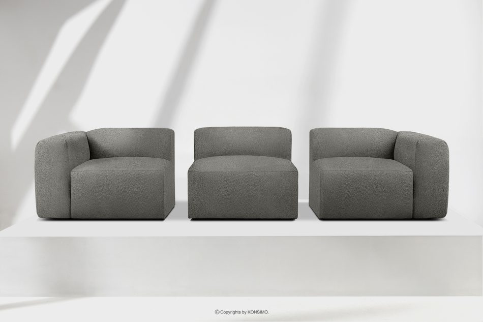 BUFFO Weiches Dreisitzer-Sofa aus Bouclé-Stoff in Stahlgrau Stahl - Foto 8