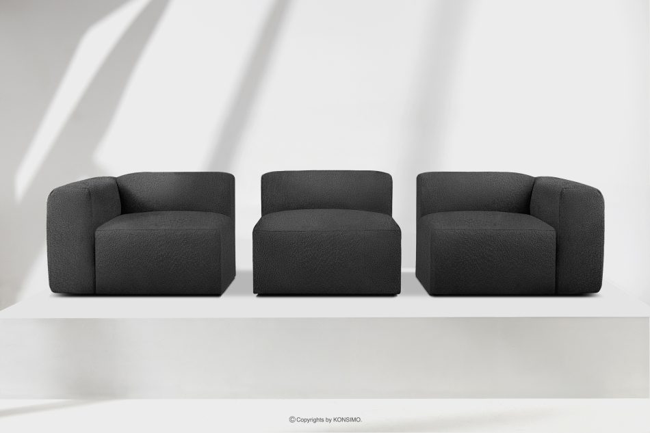 BUFFO Weiches Dreisitzer-Sofa aus Bouclé-Stoff in Dunkelgrau Dunkelgrau - Foto 8